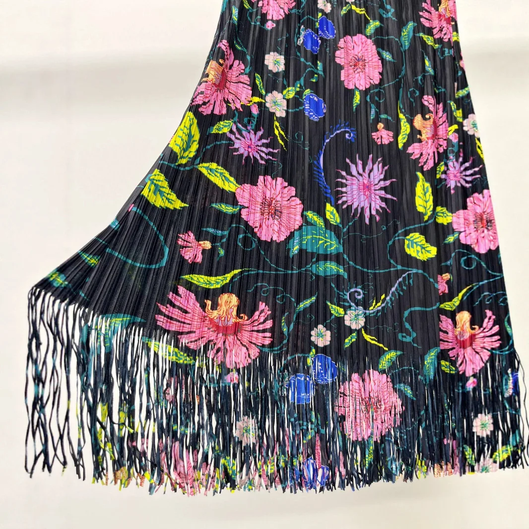 Miyake-falda plisada con cintura elástica para mujer, falda holgada cómoda, informal, a la moda, novedad de verano 2025, diseño de cien