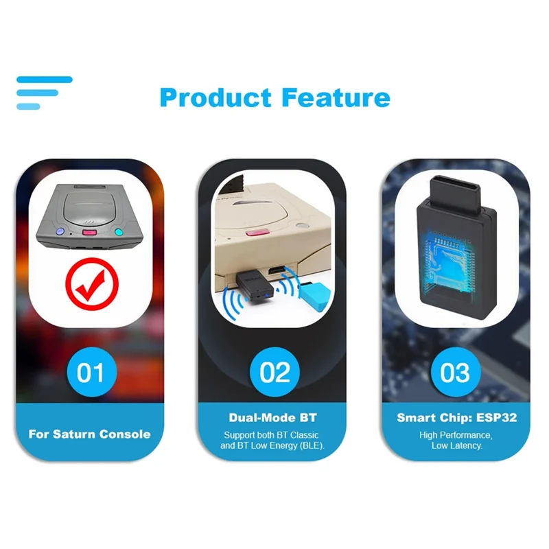 Bluetooth Wireless Controller Adapter For Saturn Console To PS4 PS5 Switch Pro Switch Joycon  One S Blue-AU47