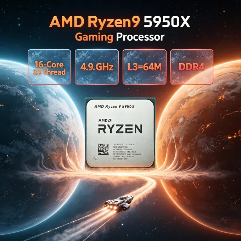 AMD Ryzen 9 5950X 3.4 GHz UP to 4.9GHz 105W L3=64M 16-Core 32-Thread DDR4 Socket AM4 but without cooler Gaming CPU