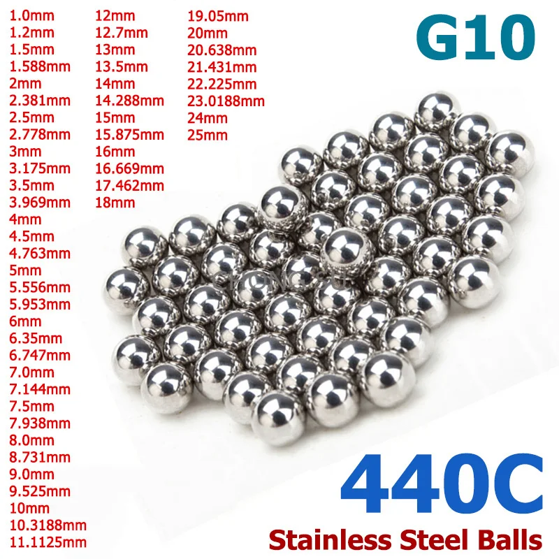 1-500pcs Dia 1-24mm Solid Steel Balls 440C Stainless Steel G10 Grade Crimp Anti-corrosion High Precision 2/3/6.35/8/10/12/15mm