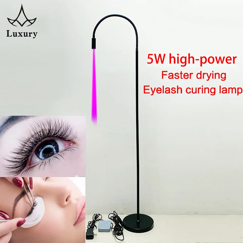 luz ultravioleta uv de alta potencia led uv glue cura luz cilios posticos enxerto foot switch floor lamp cilios de beleza 5w 01