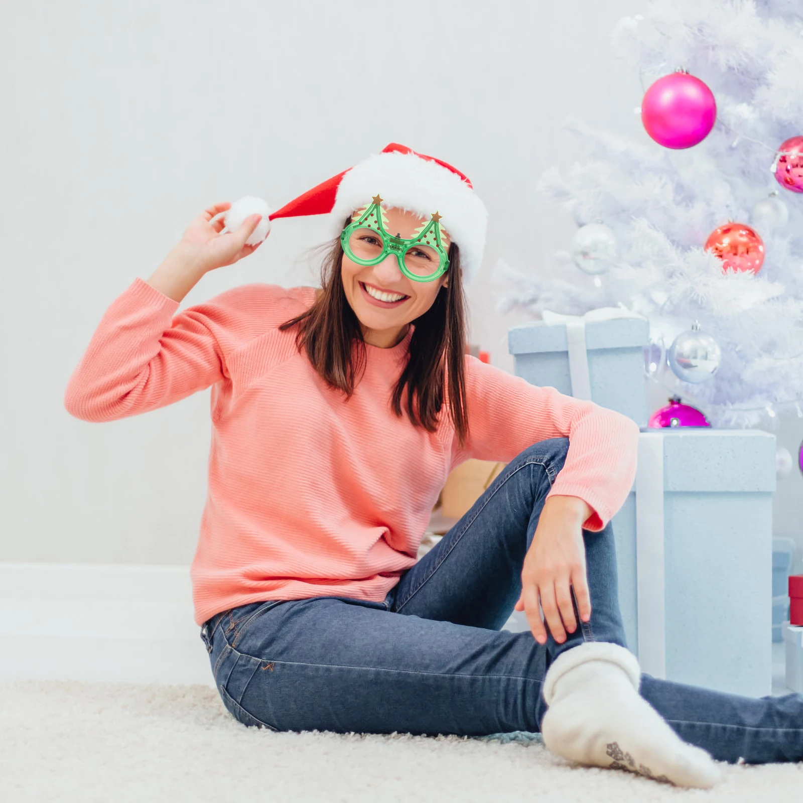 

Christmas Tree Light Up Glasses Glowing Festive Eyewear for Party Masquerade Carnival Dance Performance Cosplay Accessory