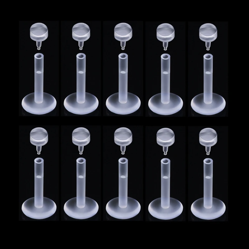 Y1UB 10Pieces Clear Piercing Retainers Nose Studs Flexible Lip Ear Rings Nipple Ring