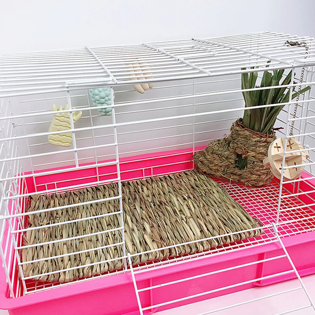 

Straw 40X28X1Cm Natural Reed Braided Bed For Hamster Rabbit Chew Proof Warm Nest Small Animal Sleeping House Mat Straw Pet Mat