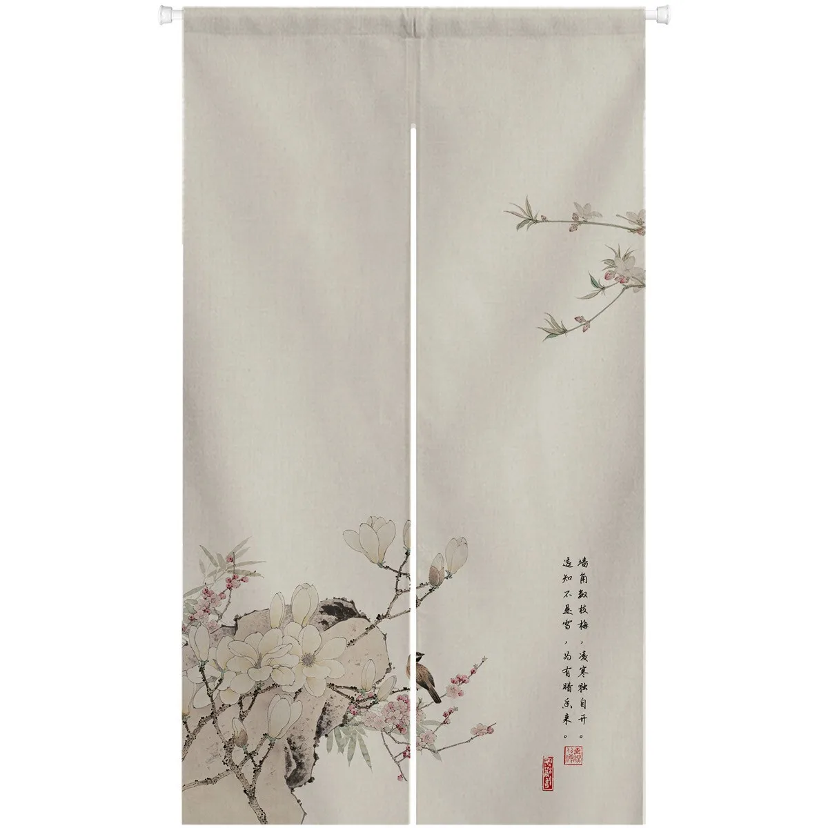Chinese Plum Blossom Bird Calligraphy Door Curtain Minimalist Art Home Decor Enhance spatial aesthetics Suitable for all seasons