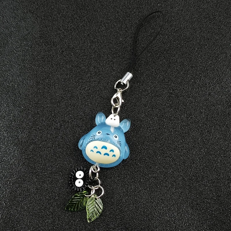 Kawaii Blauer Totoro Tier-Handyanhänger, Rußgeist-Schlüsselanhänger, Wald-Anime-Katzen-Cosplay-Anhänger, handgemachtes Y2K-Geschenk – Detail 1