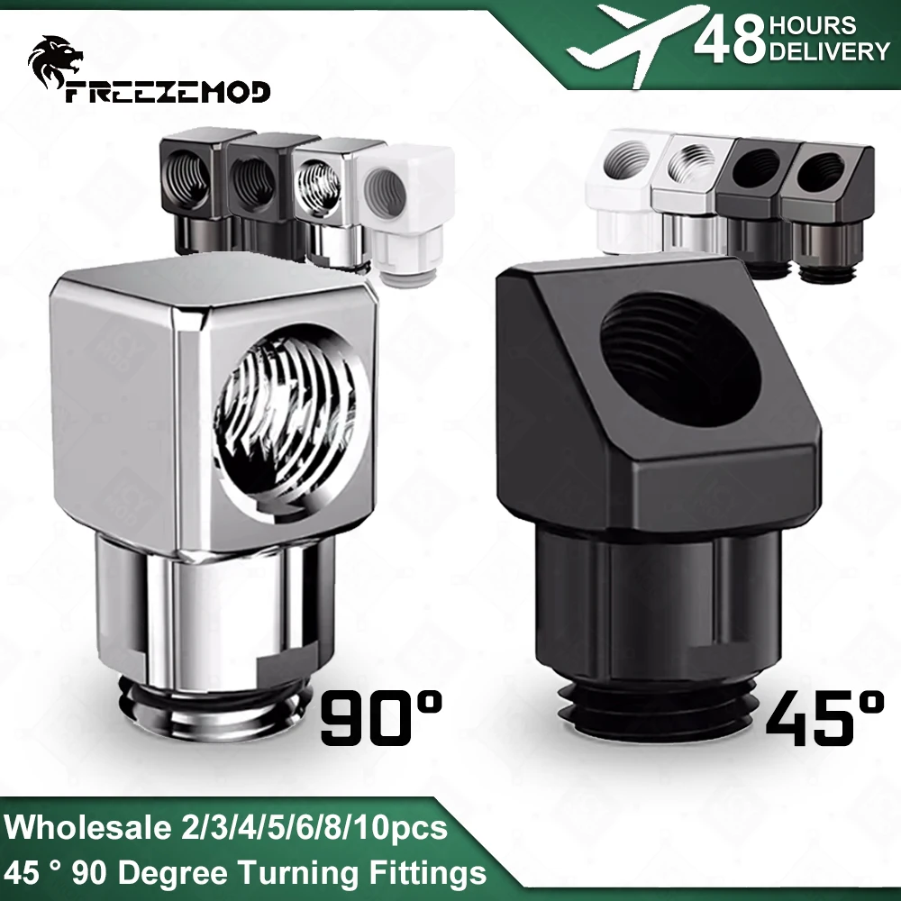 Venta al por mayor 2-10 piezas FREEZEMOD 90 °   Accesorio giratorio de 45 grados G1/4 codo macho hembra Torque de latón MOD PC refrigeración por agua GXZWT-D45/D90