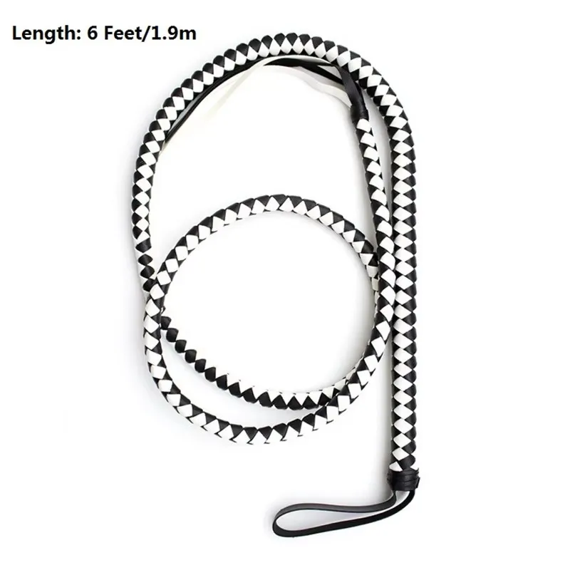 

180CM PU Leather 4 Plait Bullwhip Horse Whip Knight Equipment Equestrian Sports White Or Red