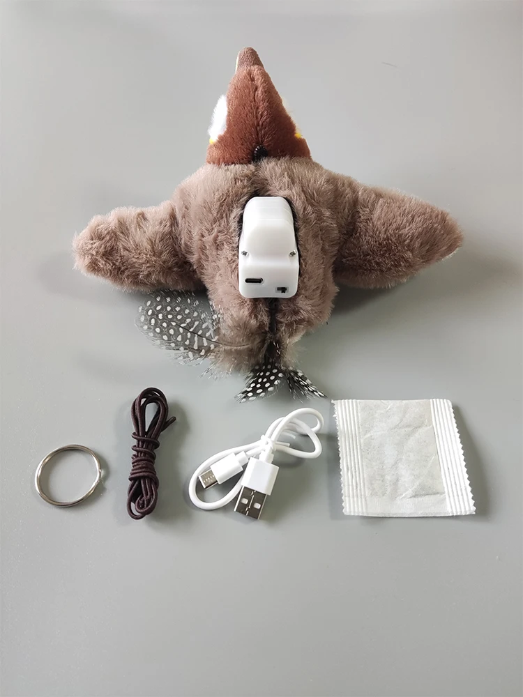 Interactive Cat Toys Rechargeable Chirping Flapping Bird with Catnip Indoor Dogs Cats Touch Activated Squeak Plush Toy for Pet