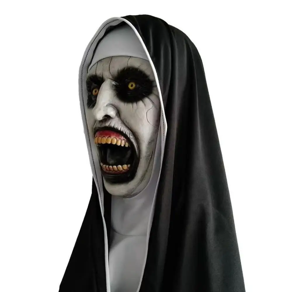Spirits Evocation Nun Mask Halloween Terrible Horror Cosplay Role Playing Headgear Trick Ghost Face Thrilling Scary Props