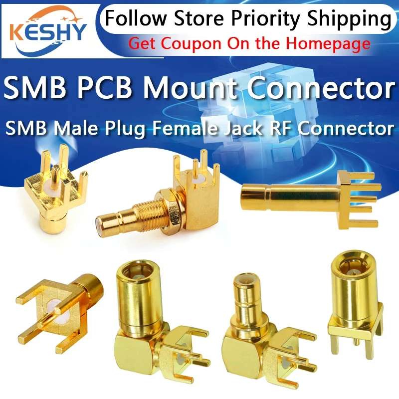 1-10PCS SMB PCB Mount Stecker SMB Stecker RF Koaxial Adapter SMB Weibliche Jack Rechten winkel Solder PCB Panel SMB RF Stecker