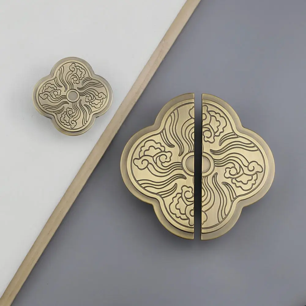 Vintage Chinese Style Zinc Alloy Cabinet Handle Retro Begonia Cloud Pattern Drawer Knob Elegant Wardrobe Door Pull Hardware