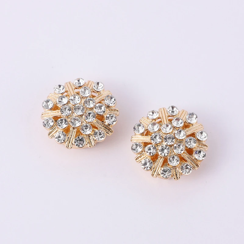 New Rhinestone Cufflinks for Women Shirt Button Crystal Cuff Links Fashion Luxulry Jewelry DIY Decoration Clothes Accessories