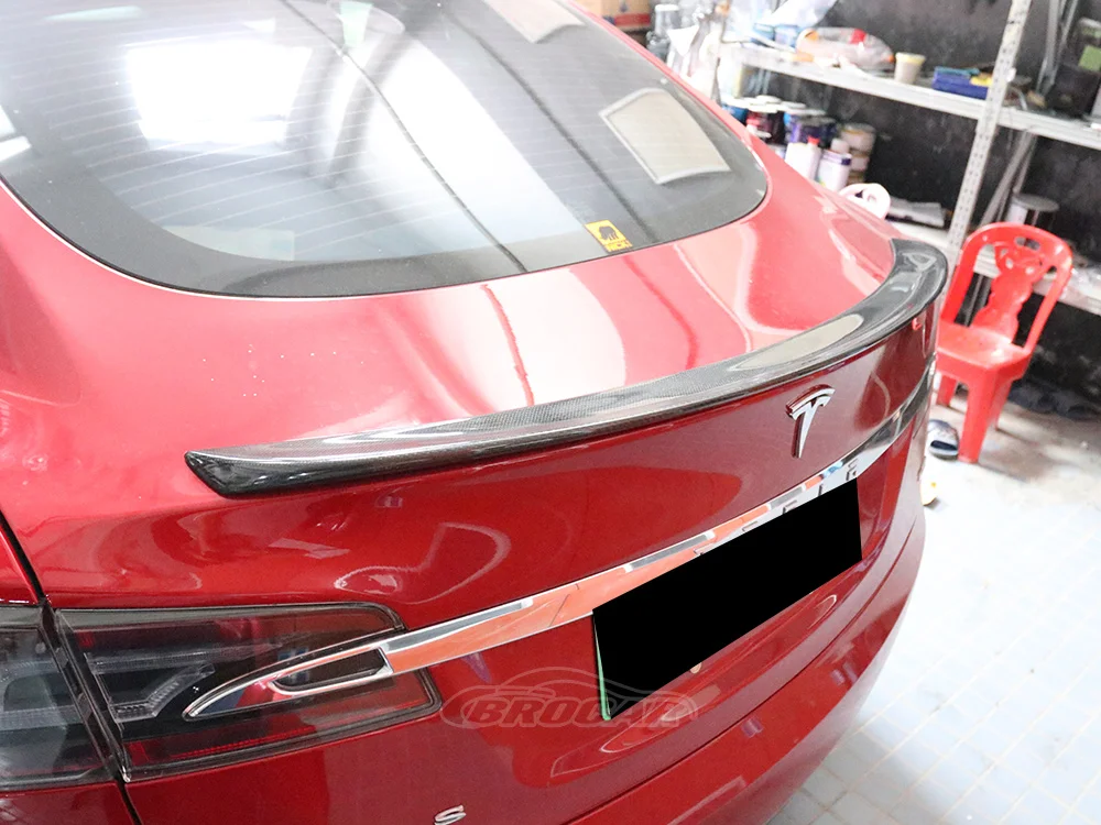 For Tesla Model S 4 Door Sedan Rear Spoiler 2012 - 2020 FRP / Real Carbon Fiber Rear Spoiler Trunk Boot Wing Spoiler car Tuning