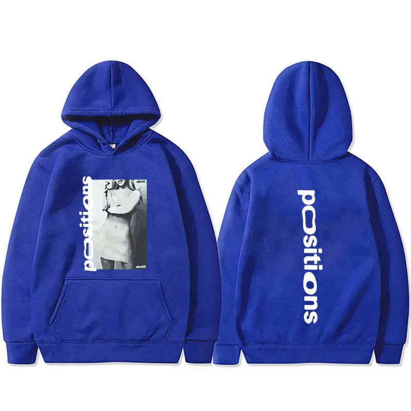 Singer Ariana Grande Positions Graphic Hoodie Unisex Fashion Trend Hooded Tracksuit Men Women Fleece Cotton Oversized Hoodies