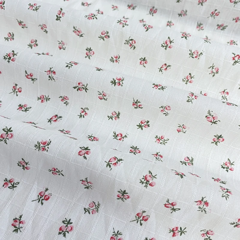 3/5/10M Ditsy Floral White Cotton Fabric For Sewing Spring/Summer Dress By the Meter With Small Flower Print