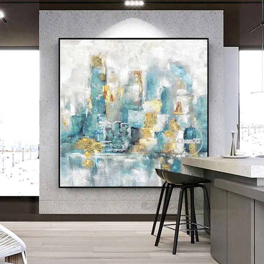 

Handmade City Building Scene Oil Painting Abstract Wall Canvas Picture Art Modern Home Decoration Murals Unframed Artwork