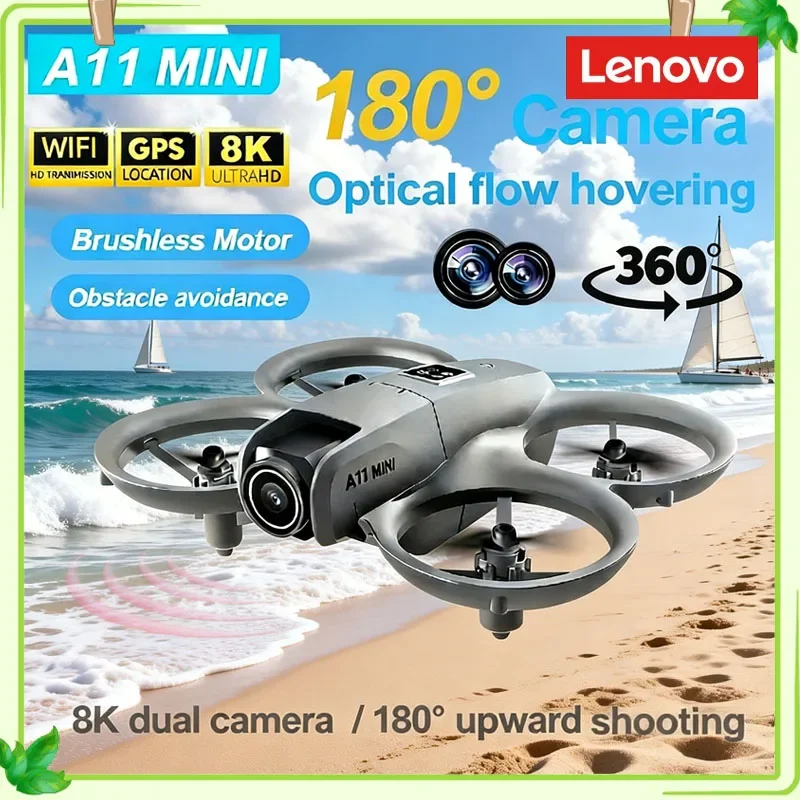 Nuevo Dron Lenovo A11 Mini 5G 4K/8K con Cámara Dual HD, Dron sin Escobillas con Flujo Óptico, Control Remoto FPV de 3000M para Principiantes