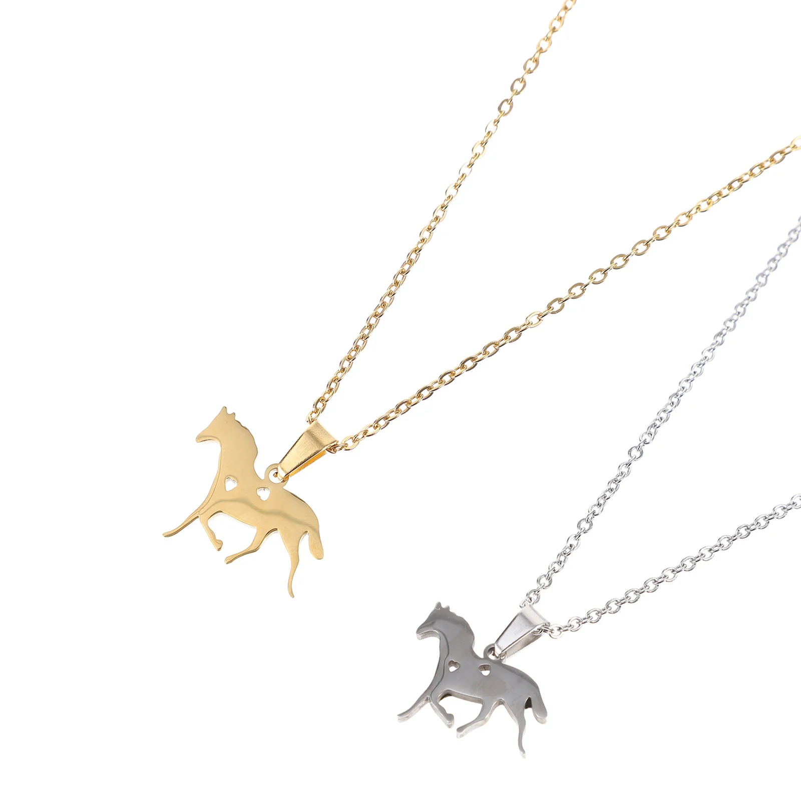 

2Pcs Animal Horse Pendant Necklace Unique Neck Chain for Women Men Couples Trendy Party Wedding Accessory Gift Idea