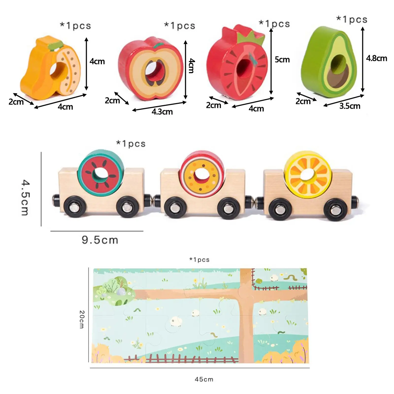 Juego de bloques de apilamiento de construcción de madera, rompecabezas, juguetes Montessori de dibujos animados para