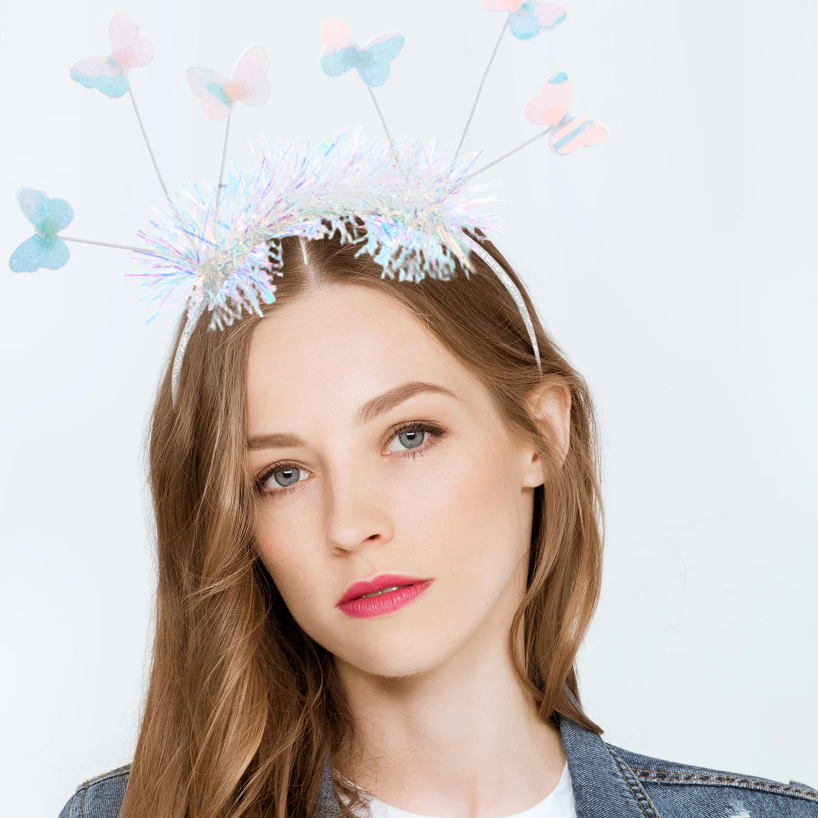 

2Pcs Sequin Butterfly Headband for Girls Comfortable Kids Hairbands Toddler Glitter Carnival Party Accessories