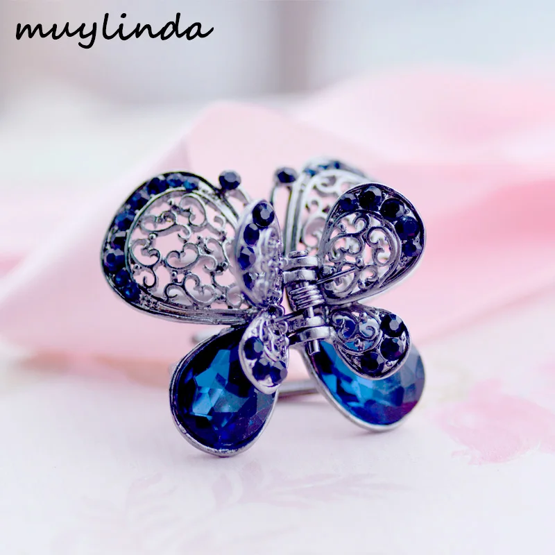 Mix Design Retro Rhinestone Filigree Flower Hair Claw Hair Clip Women Crystal Flower Hair Claw Clamp Metal Hair Accessories