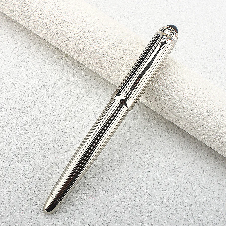 

Luxury Big Barrel Rollerball Pen with Silver Clip, Smooth Writing Blue Ink, Business Office Gift Pen Compatible with Jinhao 159