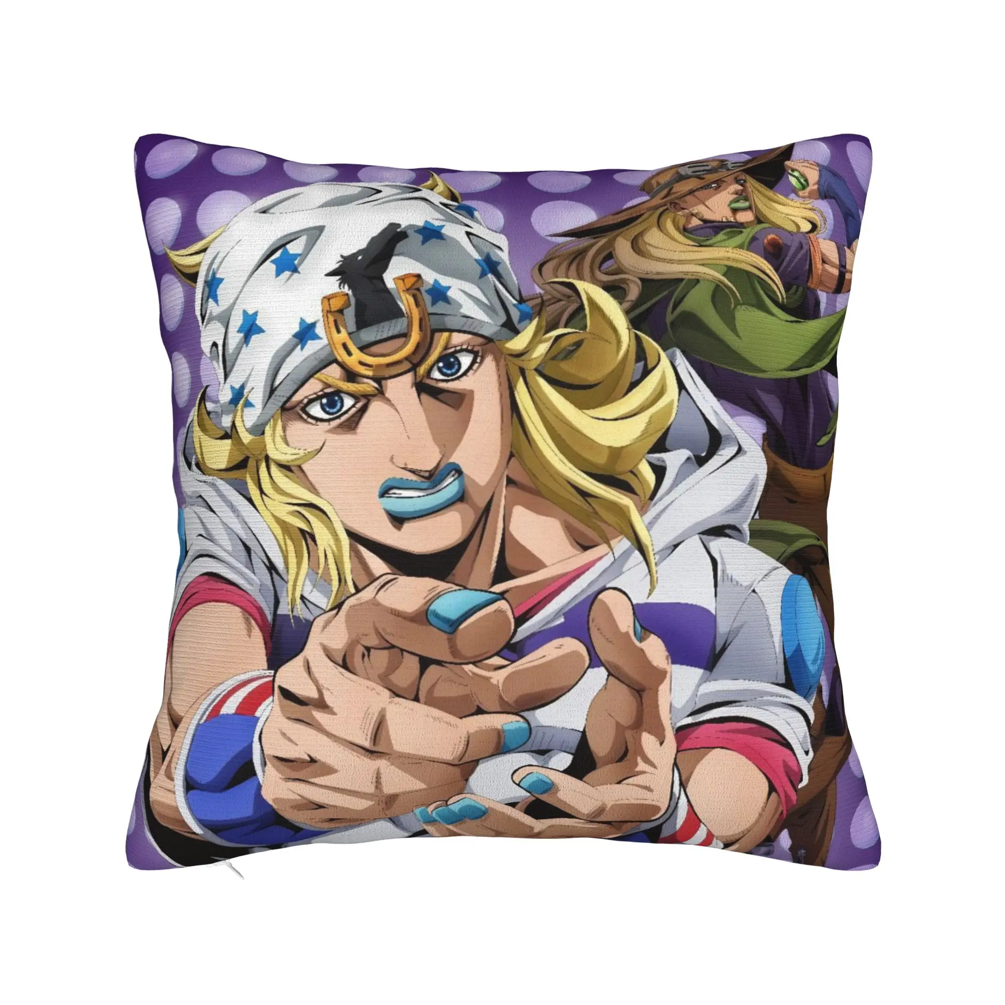 Jojo Steel Ball Run Pillow Case  Retro Trendy Pillow Cover Comfy Pillowcases For Living Room Bed Chair