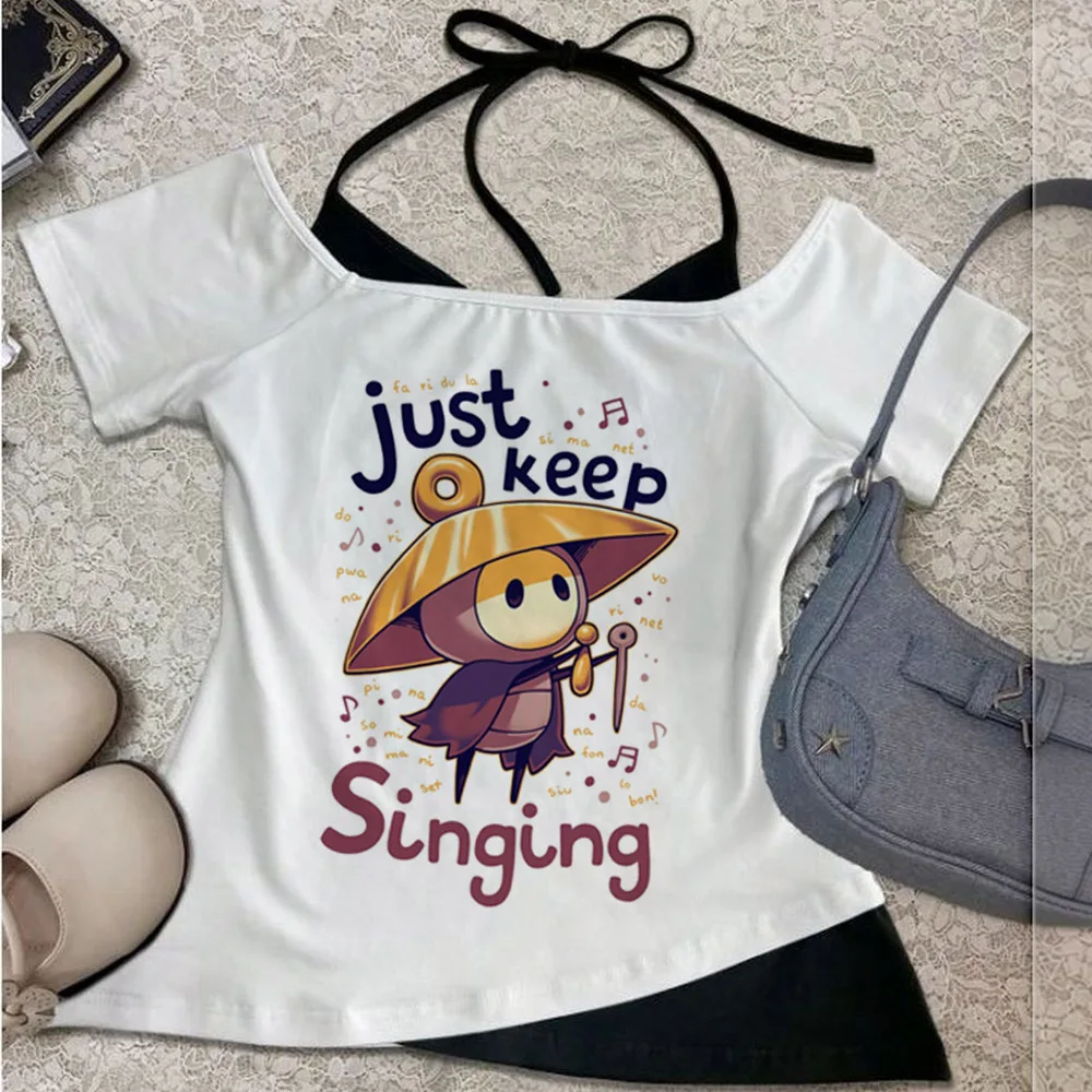 Hollow Knight cropped top female clearance sales y2k dollette funny vintage top tees alternative  korean fashion goth
