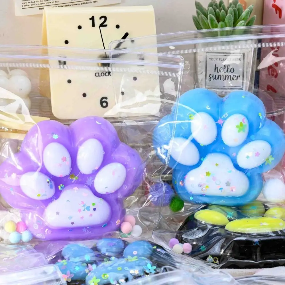 Novelty Super Large Cat Paw Squeeze Toy Flocking Soft Cartoon Fidget Toy 3D 12.5cm Cat Paw Pinch Toy Kids Tricky Doll