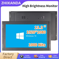 1000 Nits 13.3 Inch HD Open Frame Industrial Display 1920*1080 Resistive/Capacitive Touch Screen Monitor With VGA HDMI Interface