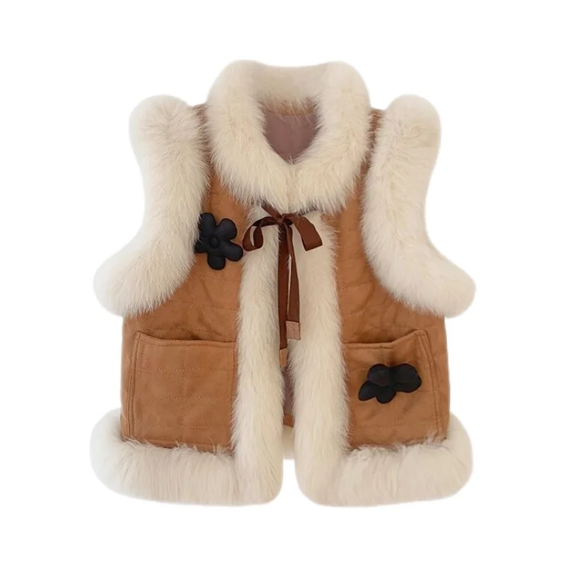 2025 겨울 신상 인조 여우털 조끼, 젊은 스타일의 푹신하고 달콤한 재킷 여성 캐주얼 및 다용도 패션 디자인 감각 XT1788
