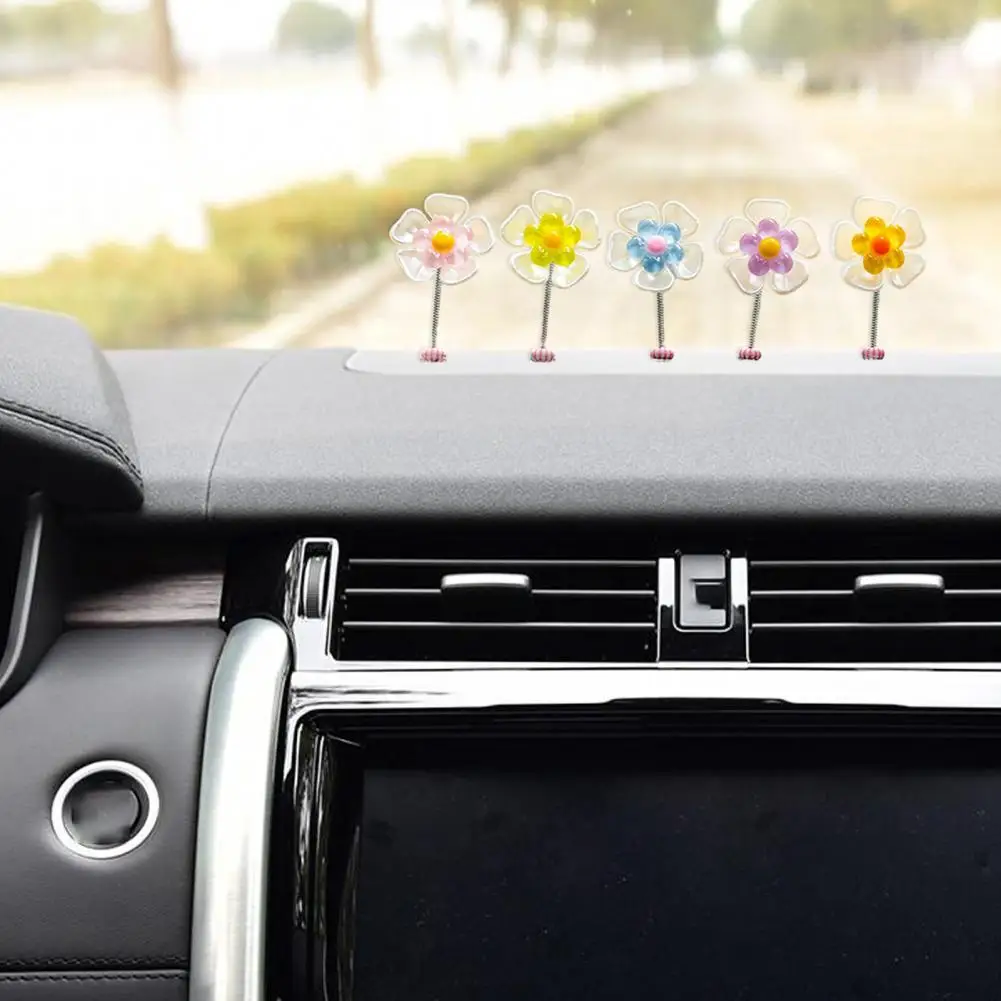 Car Fragrance Ornament Cute Sun Flowers Shaking Head Ornament Vibrant Car Dashboard Desk Decorations for Home Office Accessories