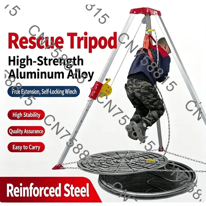 For Well Cave Emergency Rescue Operation，Aluminum Retractable Fire Rescue Tripod Portable Limited Space Support Frame