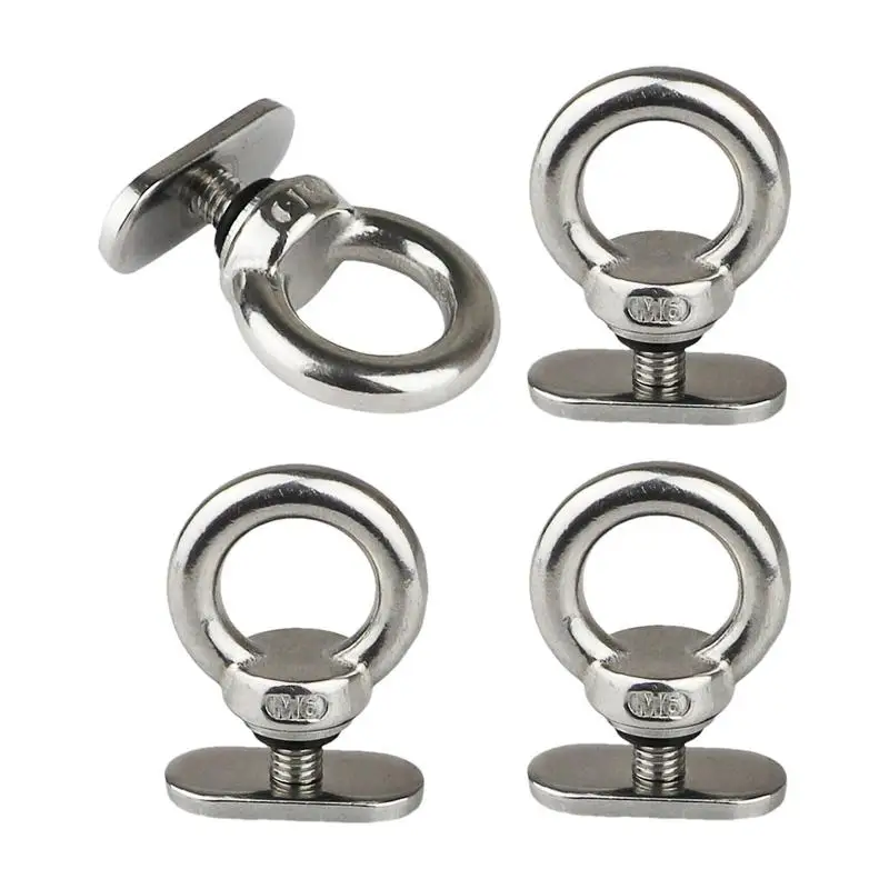 Track Mount Kayak Accessories 4pcs Sturdy Stainless Steel Tie Down Rail Mount Eyelet Precise Easy Installation Multifunctional