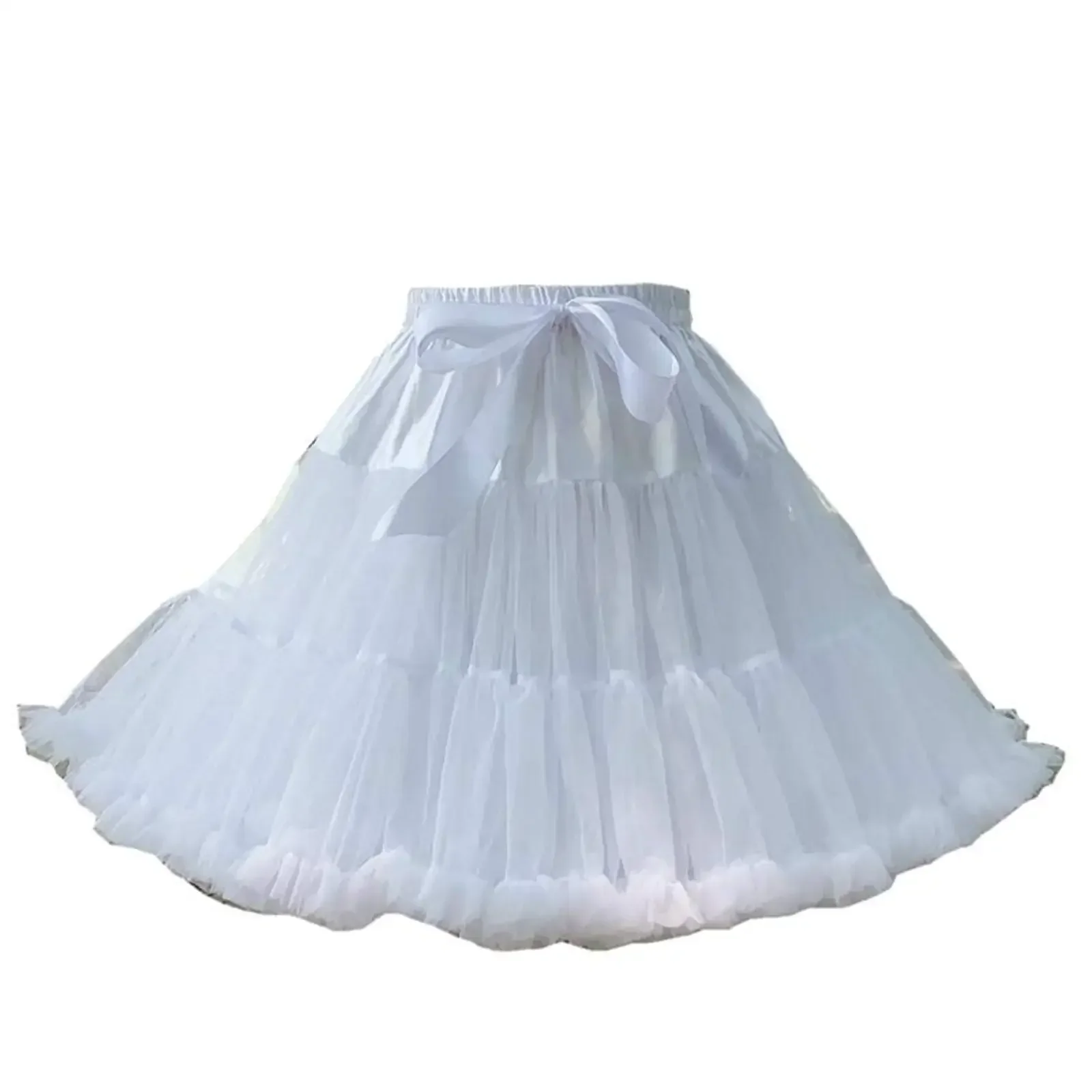 Women Fluffy Petticoat Underskirt Tutu Tulle Skirt Pettiskirts Costume Skirt White