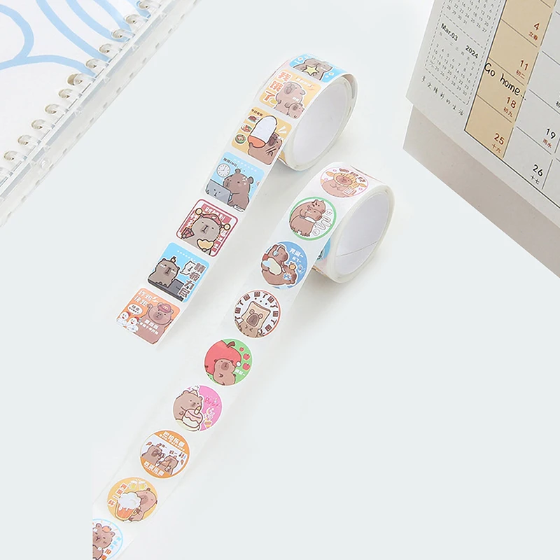 1 Roll Stickers Cartoon Capybara Graffiti Sticker For Water Bottle Laptop Luggages Laptop Decals Decoration Kid Reward Gift Toy