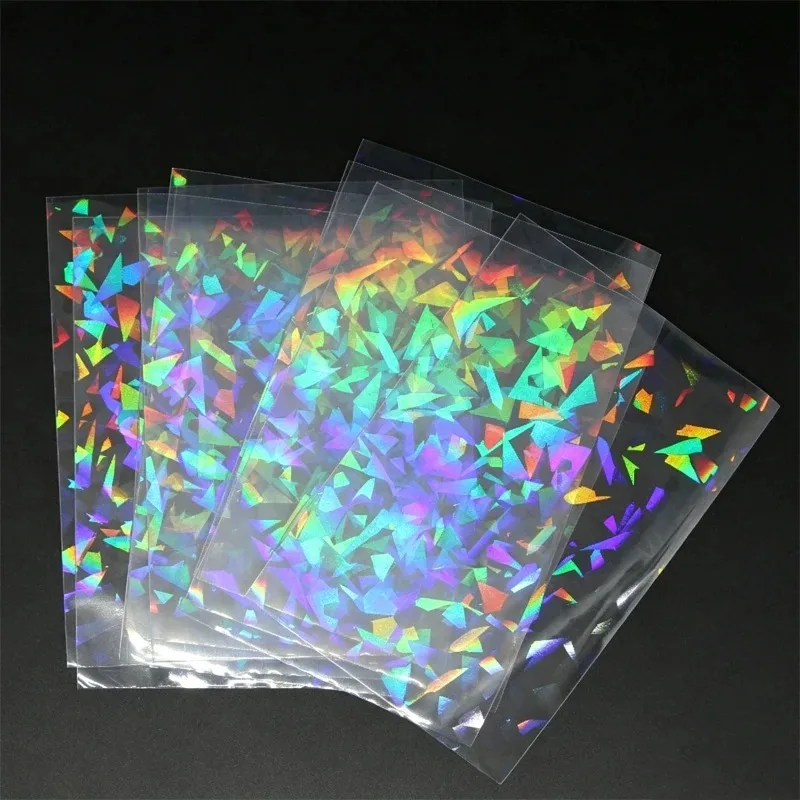 Shatter Effect Rainbow Laser Card Sleeves 66*91mm Transparent Trading Card Protectors for Sports&Gaming Collectible Card Storage