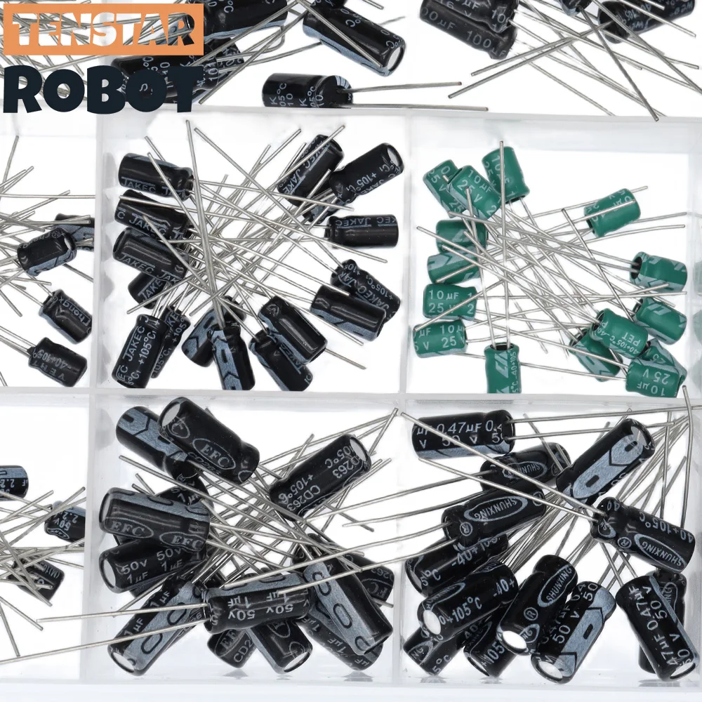 200pcs/lot Radial capacitors set 15Values 10V 16V 25V 50V 0.1uF-220uF Electrolytic Capacitor Assortment Kit 0.22uf 2.2uf 100uf