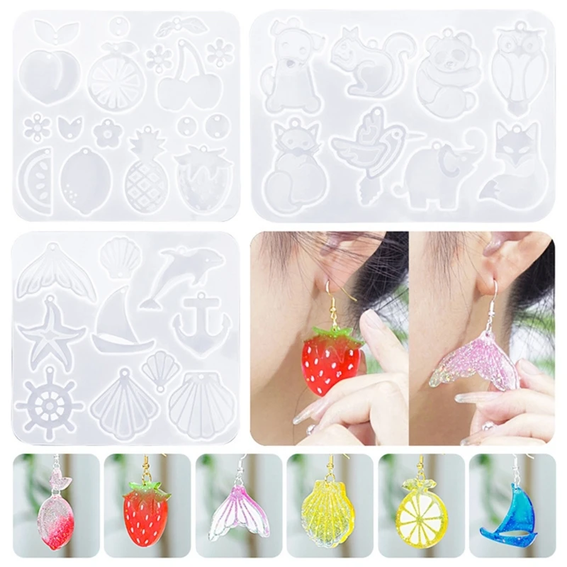 Fruit Animal Series Earring Silicone Mold Crystal Epoxy Decorative Pendants Mold