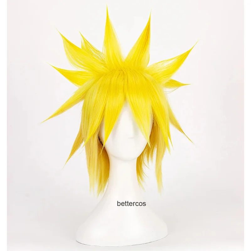 

25COSNamikaze Minato парик для косплея короткий лимонно-желтый термостойкий парик из синтетических волос + шапочка для парика