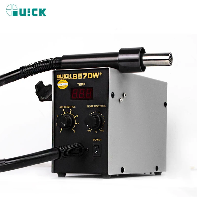 QUICK 857DW+ BGA Rework Station 580W Hot Air Gun Soldering Station with Heater SMD Solder Station Phone Motherboard PCB Repair