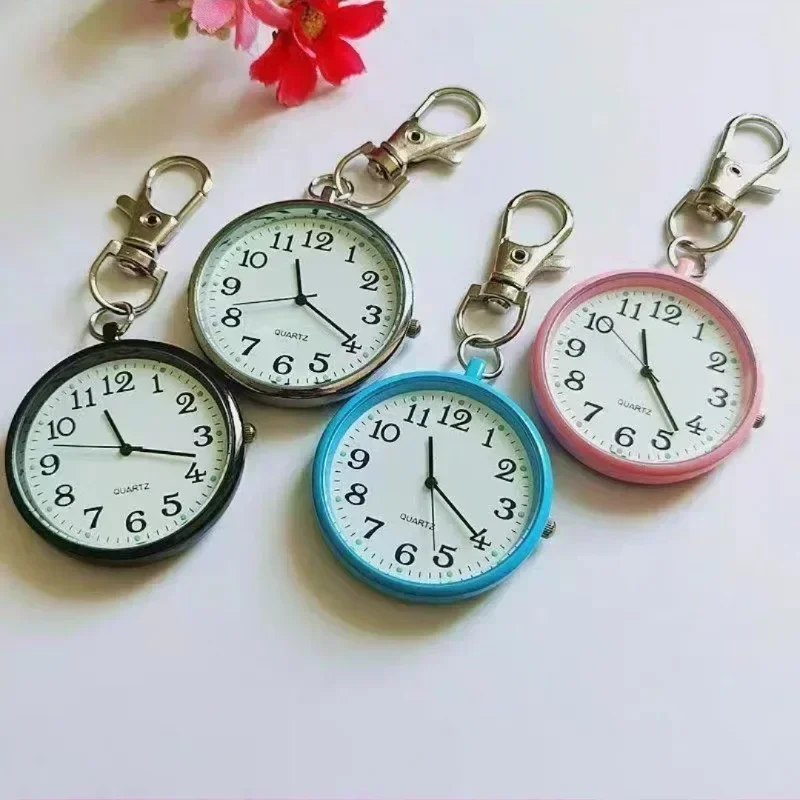 Nuevo reloj de bolsillo de cuarzo pequeño y bonito con llavero, reloj de cuarzo para hombres y mujeres para enfermeras, médicos, estudiantes, relojes minimalistas, regalo para niños