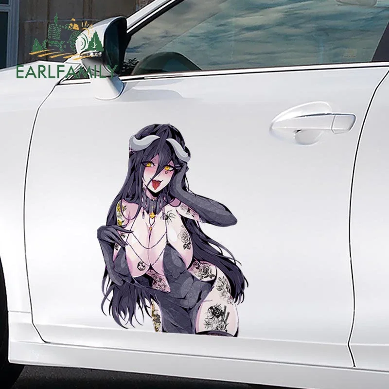 EARLFAMILY 43cm x 32.6cm for Gyaru Albedo Fanart Car Sticker Anime NSFW Sexy Sketch Waifu Decal Car Accessories Amusing Graphics