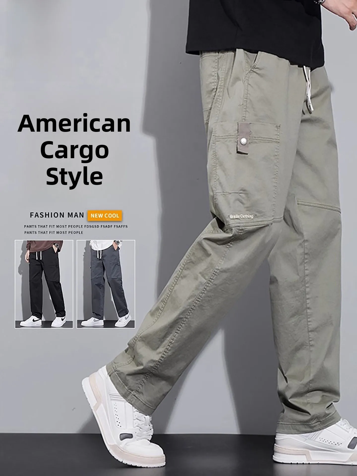 

American Sle Men's Work Pants Pure Cotton Straight Leg Casual Versatile Long Trousers Trendy Spring Summer New Arrival