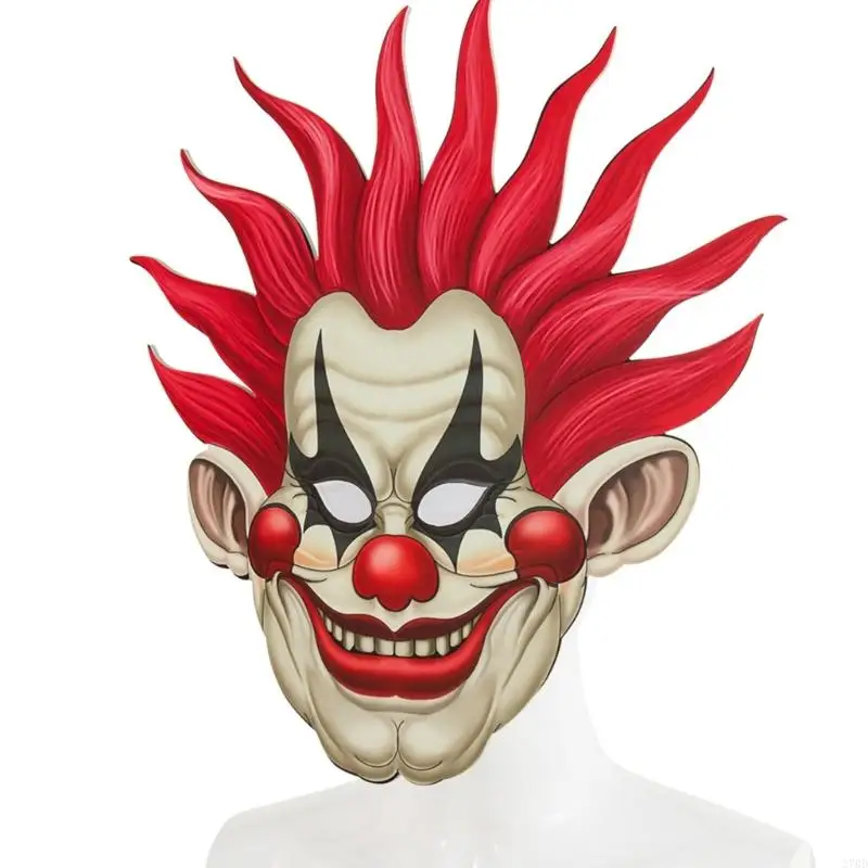 270D Plastic Clown Masker met Rode Neus Realistische Pruik Maskerade Masker Feestmasker Cosplay Masker voor Carnaval Halloween