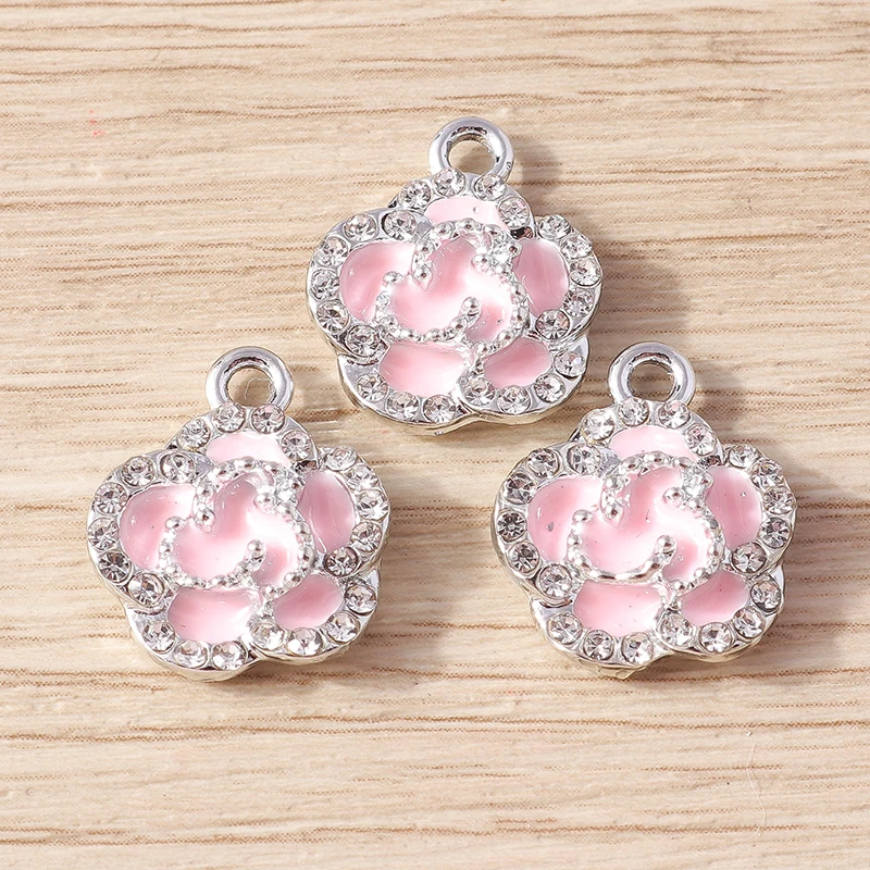 10 Stück 14x17mm Niedliche Kristallblumen-Anhänger für Schmuckherstellung, DIY Tropfenohrringe, Halsketten, Armbänder, Schmuckzubehör – Detail 6
