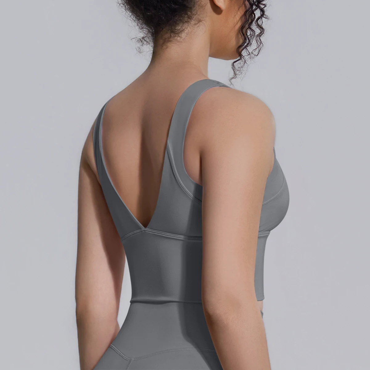 Damen Sommer Yoga-BH Unterwäsche Stoßfester Sport-BH mit schönem V-förmigem Rücken, Fitness Yoga Tank Top BH mit Brustpolster ﻿ – Detail 37