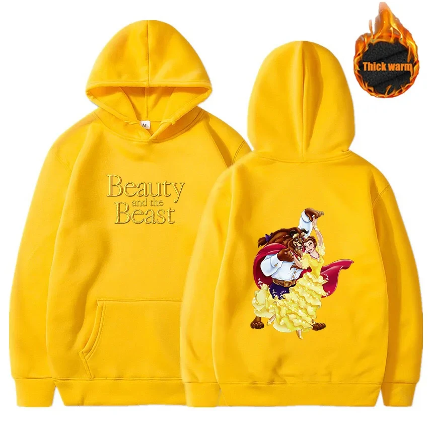 Disney-La Belle et la Bête Sweats à capuche décontractés pour hommes et femmes, Sweats à capuche d'automne, Sweat-shirt d'hiver,