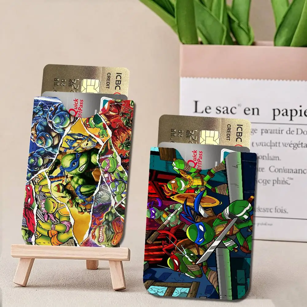 Cartoon N-Ninja T-Turtles Pu Leather Credit Card Holder Slim Business Cardholder Anti Theft Id Organizer for Outdoor Carrying